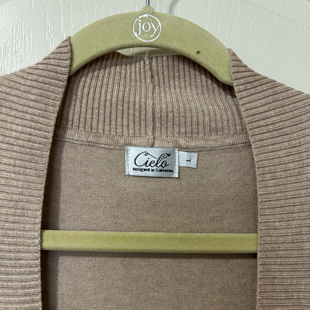 Cielo Women's Beige Open Front Cardigan - Picture 2 of 4